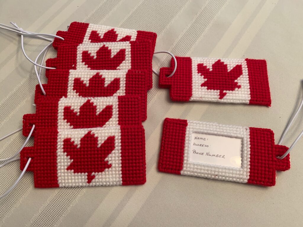 Luggage tags with Canada Maple Leaf Flag design